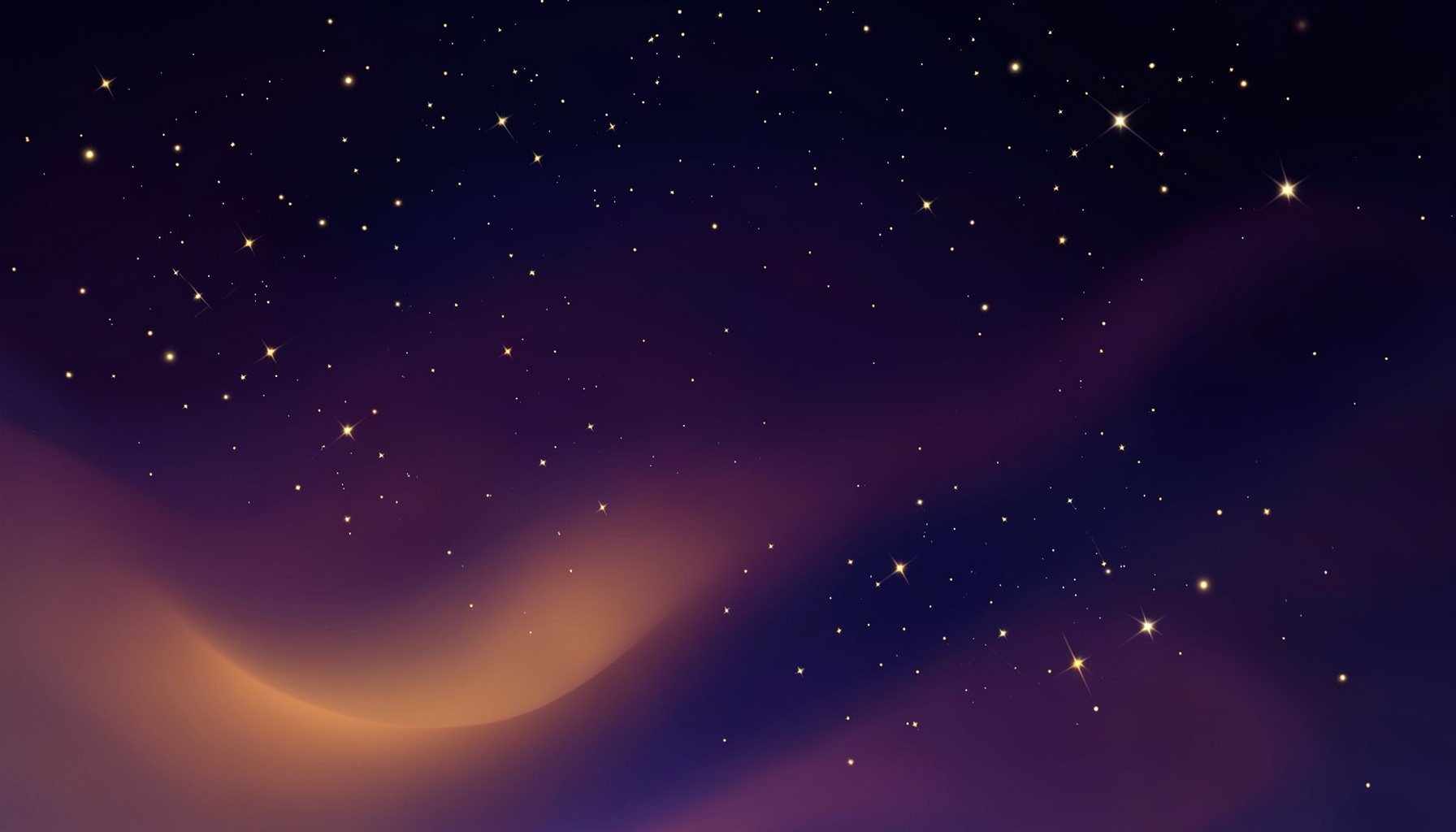 A dark cosmic scene with deep purples, midnight blues, and scattered golden starbursts, evoking the surreal atmosphere of an amusement park at night under a star-filled sky.